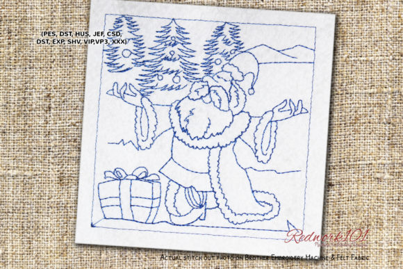 Happy Santa Claus with Gifts Redwork: A Designer's Review