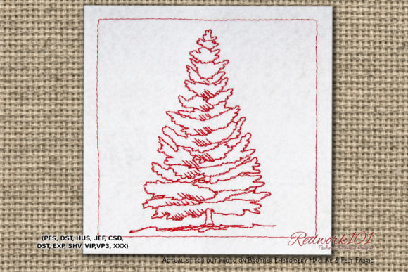 Spruce Tree Redwork: A Designer’s Review of This Cozy Forest Embroidery